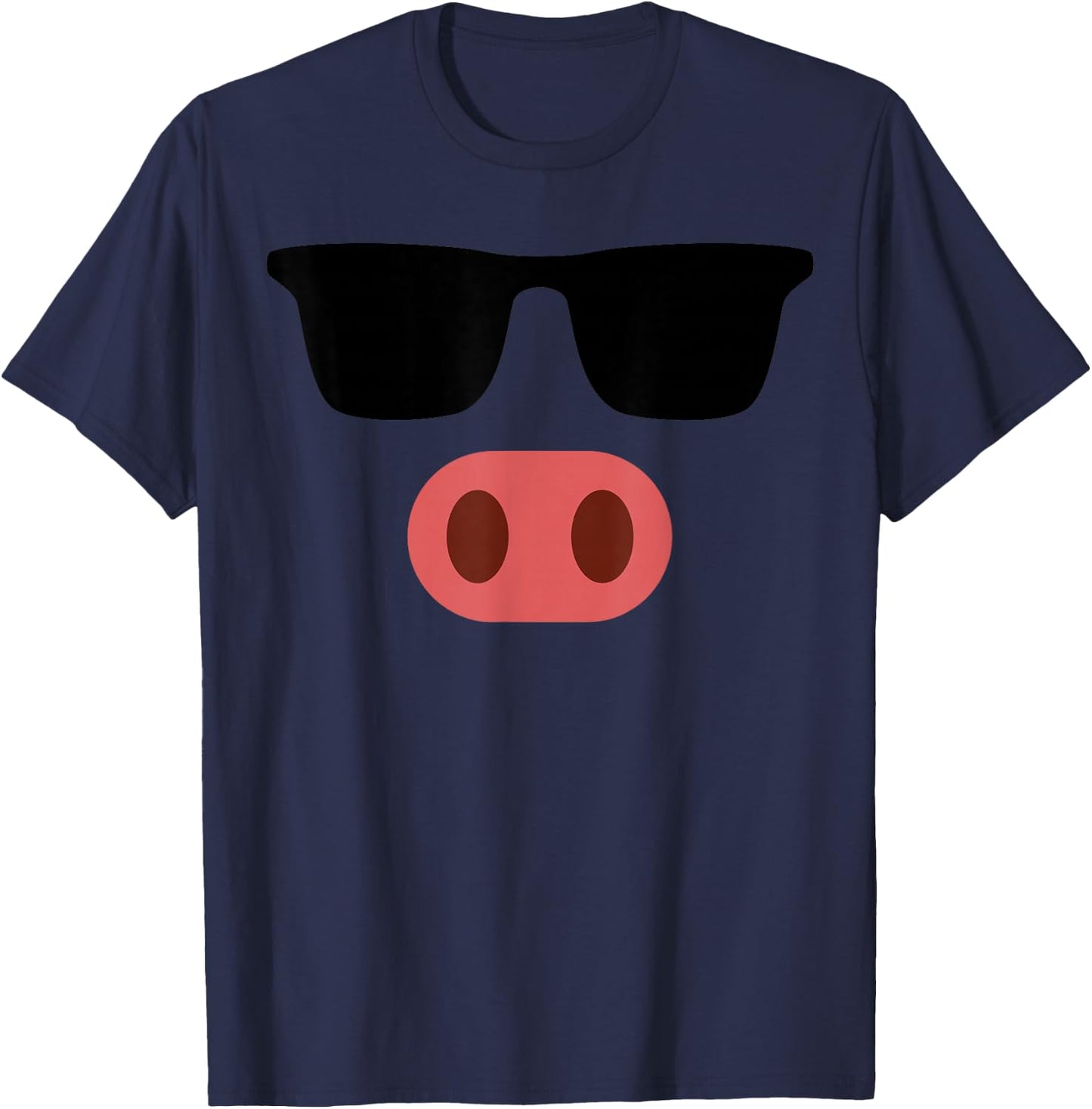 Funny Pink Pig Face Cool Sunglasses Cute Halloween Costume T-Shirt - T-Shirt | Navy