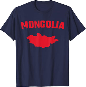 Isolated red silhouette of a map of Mongolia T-Shirt - T-Shirt | Navy