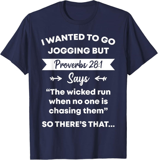 Funny Proverb Running Runner Religious Workout Runners Gift T-Shirt - T-Shirt | Navy