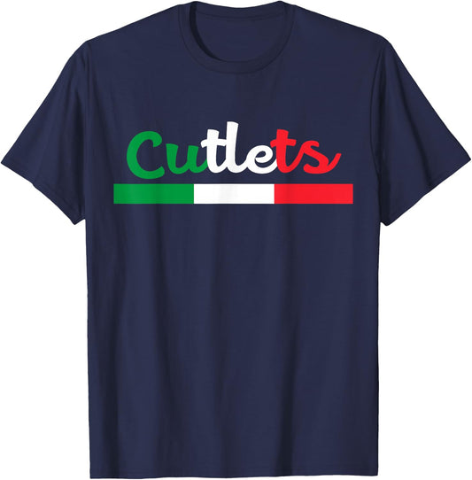 Cutlets Funny Italian Flag Football Design T-Shirt - T-Shirt | Navy