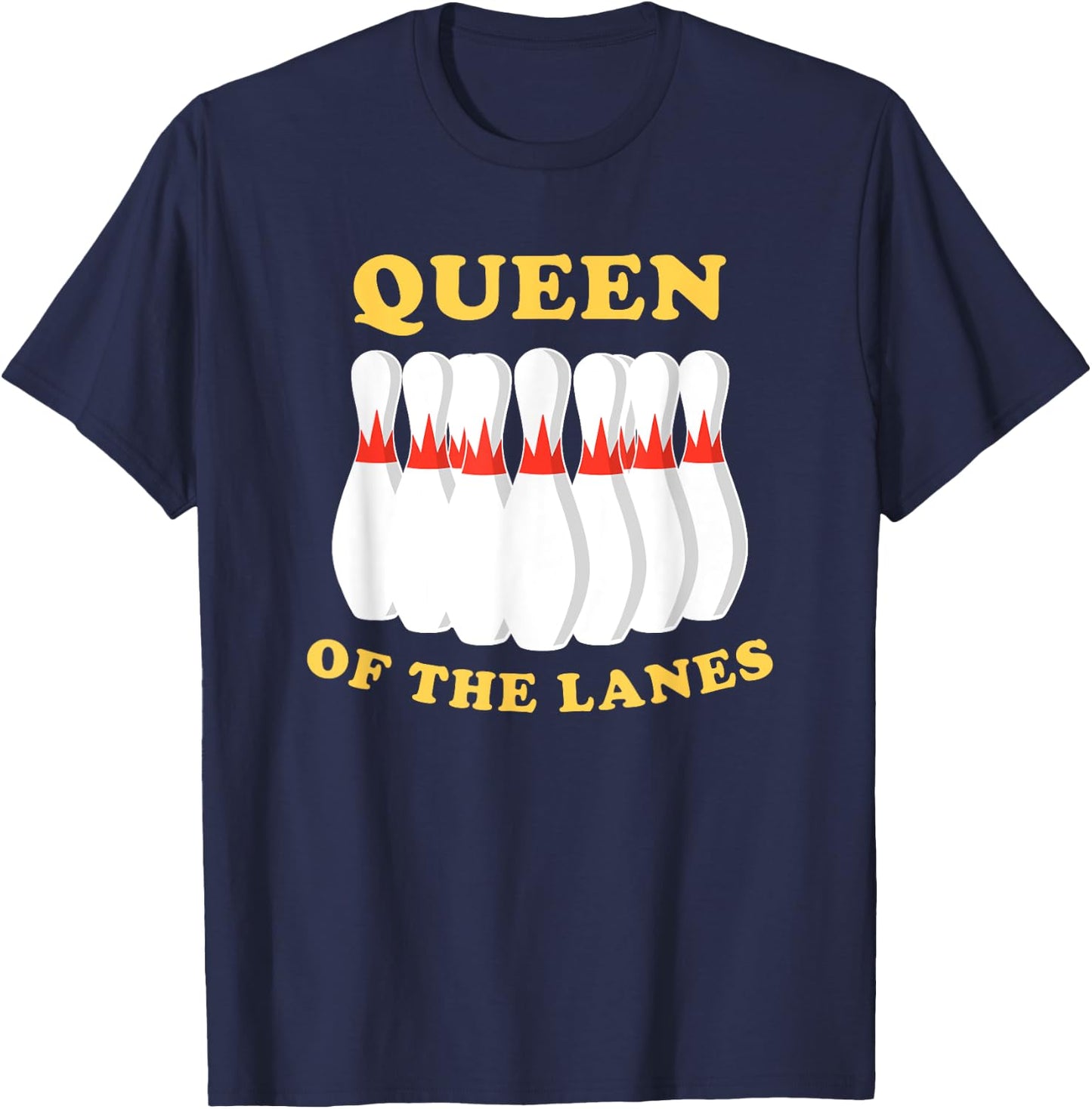 Bowling Queen Of The Lanes Girls or T-Shirt - T-Shirt | Navy