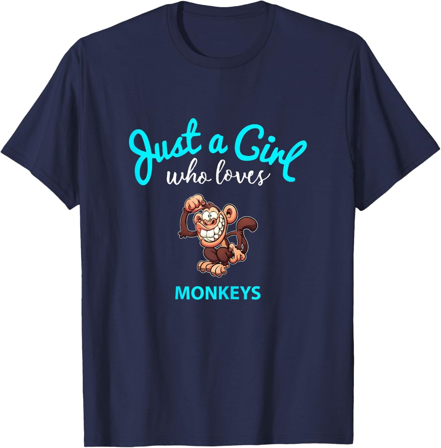 Monkey Shirt for Girls | Children's Monkey T-Shirt - T-Shirt | Navy