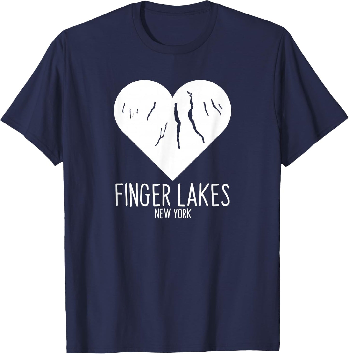 Finger Lakes New York Love Heart T-Shirt - T-Shirt | Navy