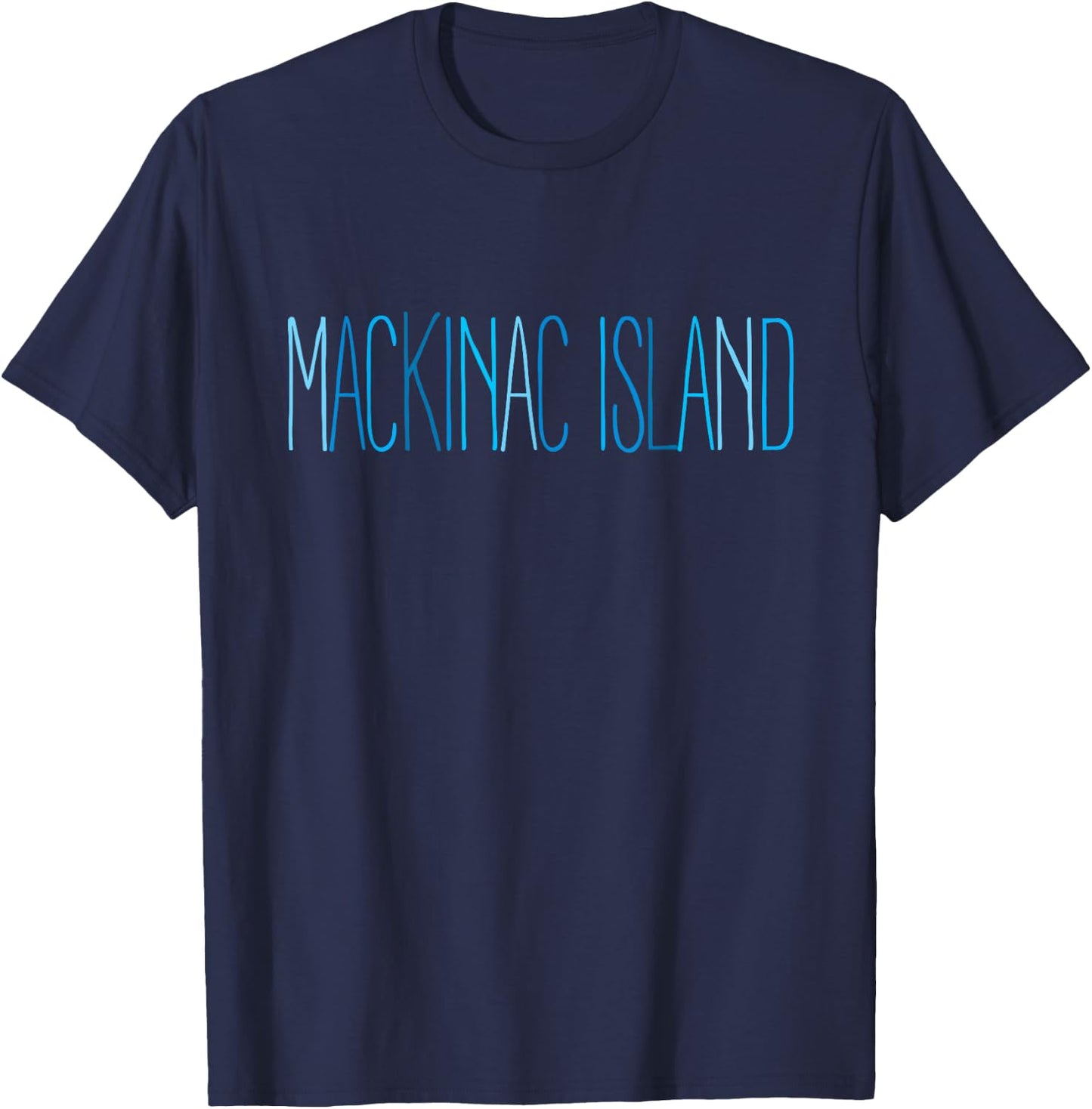 Mackinac Island Michigan Blue Lettering T-Shirt - T-Shirt | Navy