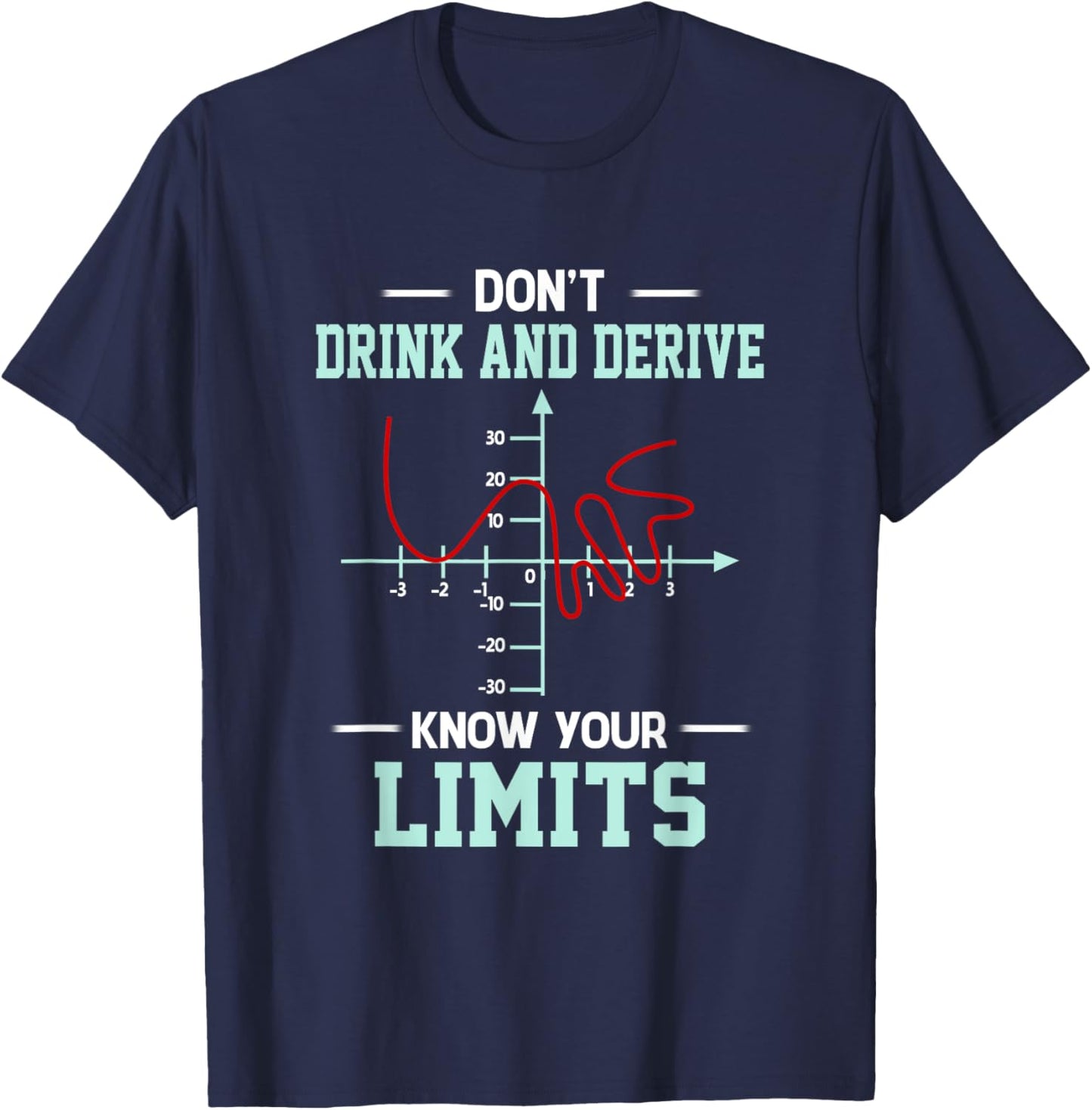 Dont Drink And Derive - Know Your Limit Mathematical Graphs T-Shirt - T-Shirt | Navy