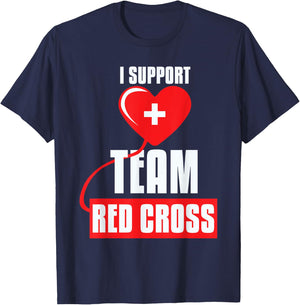 Cool I Support Team Red Cross Caring Red Cross Activists T-Shirt - T-Shirt | Navy