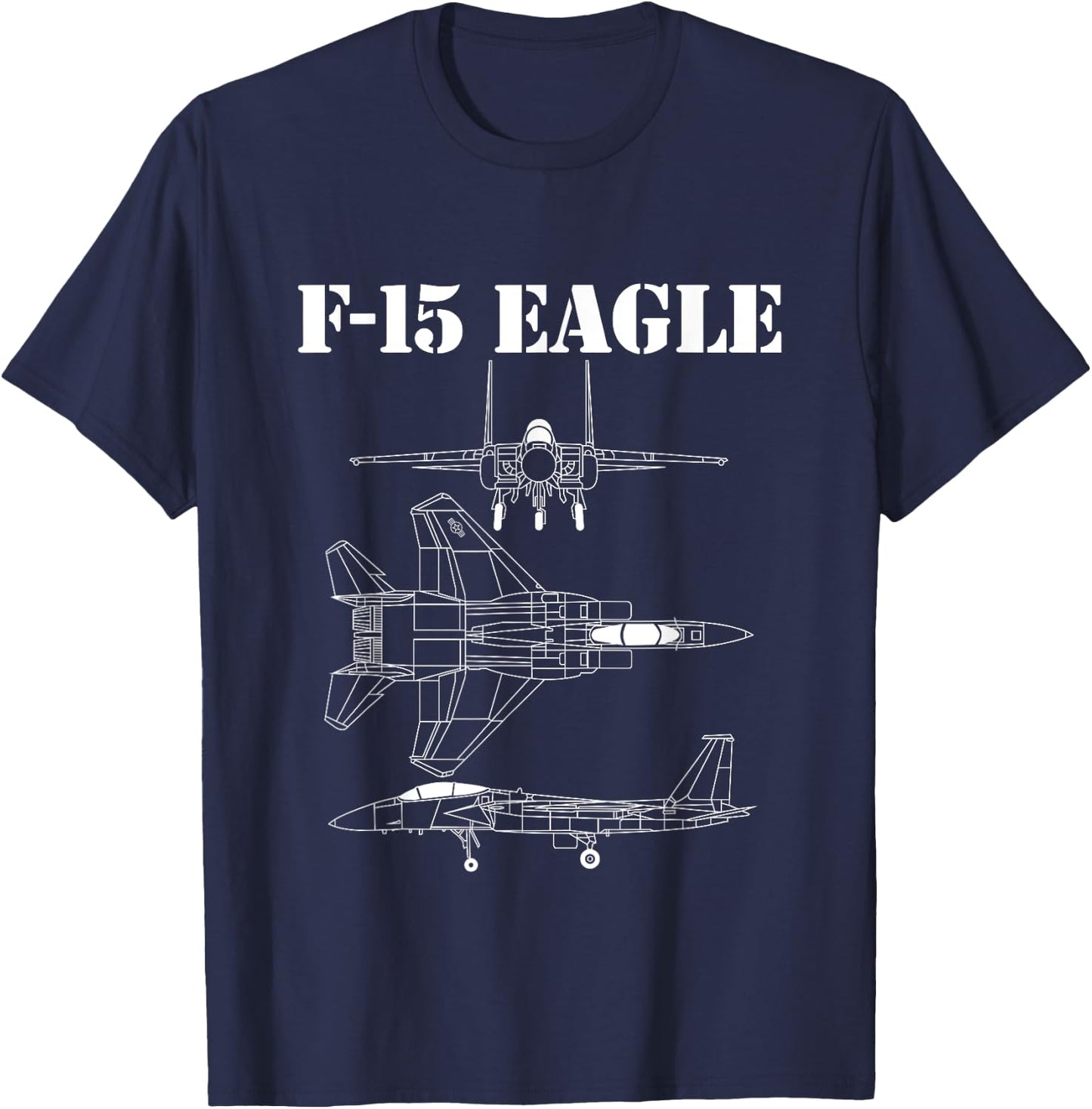 F-15 Eagle Fighter Jet Airplane Pilot Military Aircraft F15 T-Shirt - T-Shirt | Navy