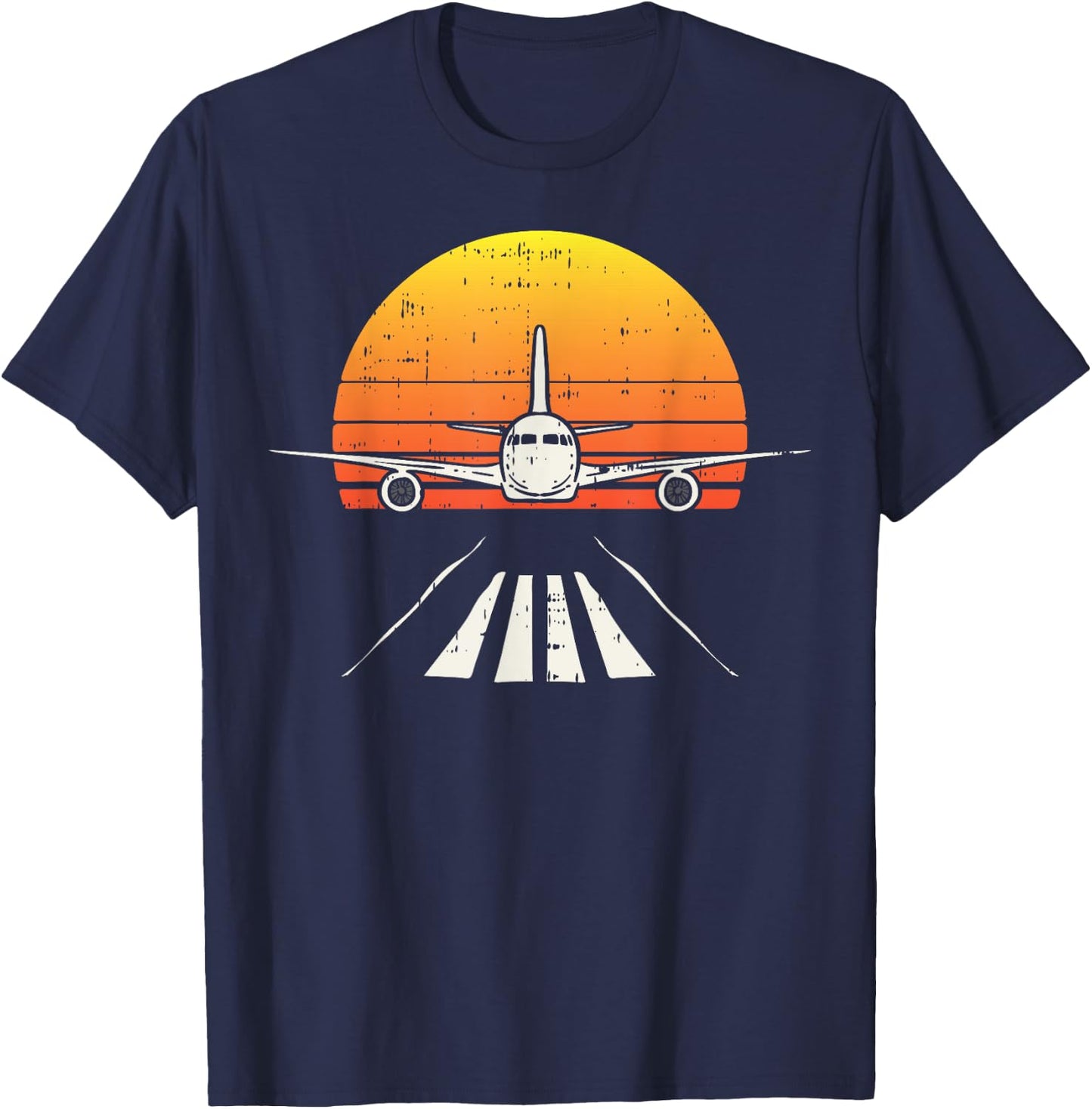 Landing Airplane Retro Aeroplane Pilot Aviation Lover Gift T-Shirt - T-Shirt | Navy