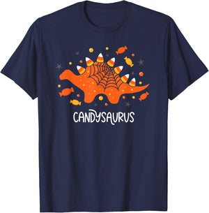 Funny Candy Corn Candy Saurus Dinosaur Halloween T-Shirt - T-Shirt | Navy