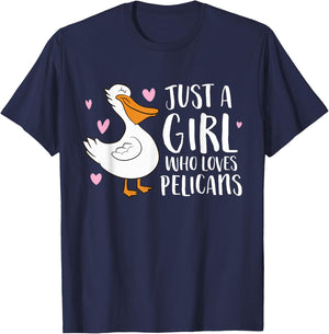 Just a Girl Who Loves Pelicans Cute Pelicans T-Shirt - T-Shirt | Navy