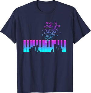 Piano player gift hands piano keyboard musician T-Shirt - T-Shirt | Navy