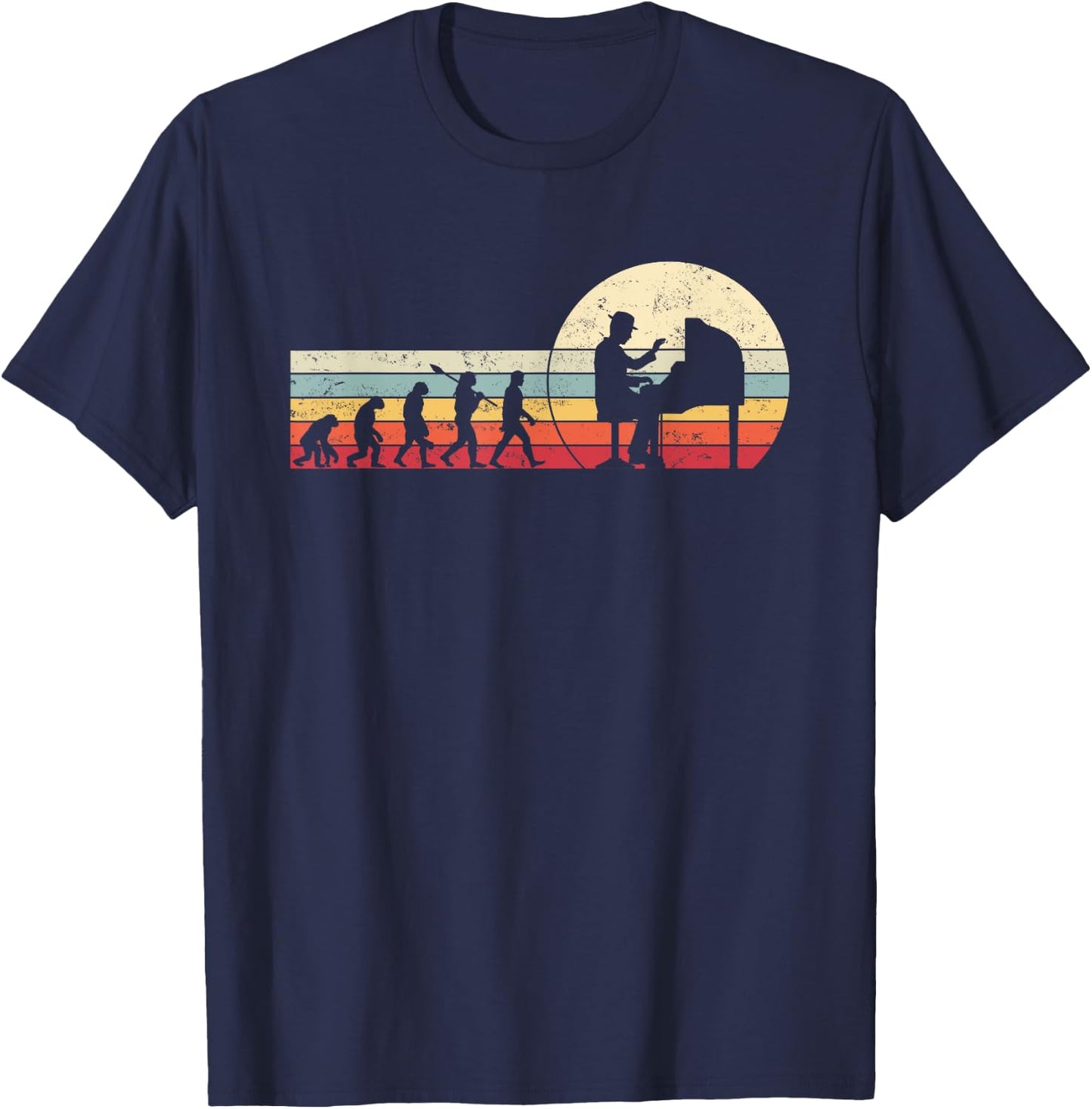 Vintage Retro Piano Evolution T-Shirt - T-Shirt | Navy