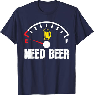 Need Beer Gauge Funny Beer Drinker Empty On Beer Lover T-Shirt - T-Shirt | Navy