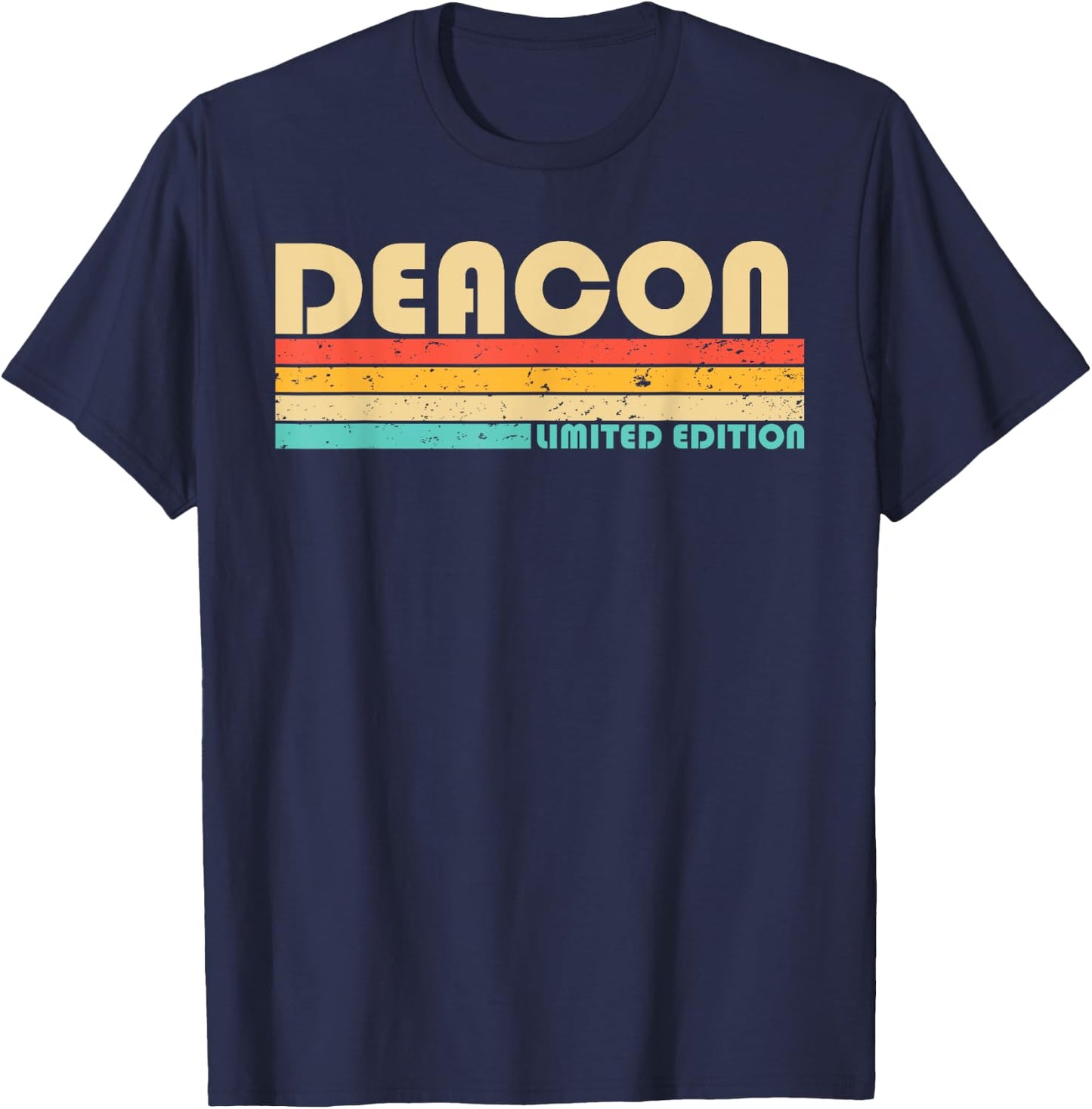 DEACON Name Personalized Funny Retro Vintage Birthday T-Shirt - T-Shirt | Navy
