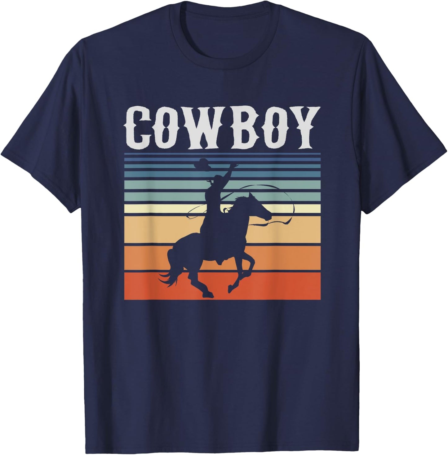 Retro Rodeo Western Bull Riding Line Dance Horse Cowboy T-Shirt - T-Shirt | Navy