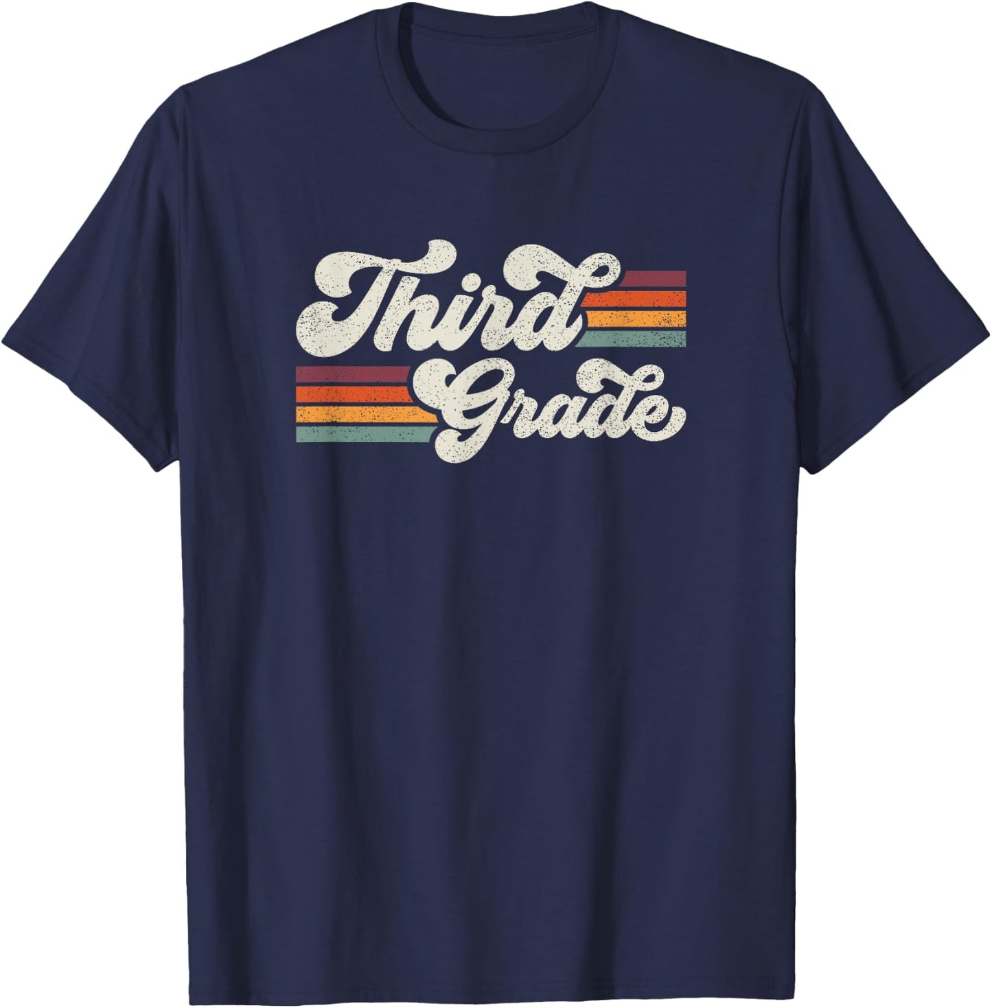 Retro Third Grade Teacher Back To School T-Shirt - T-Shirt | Navy