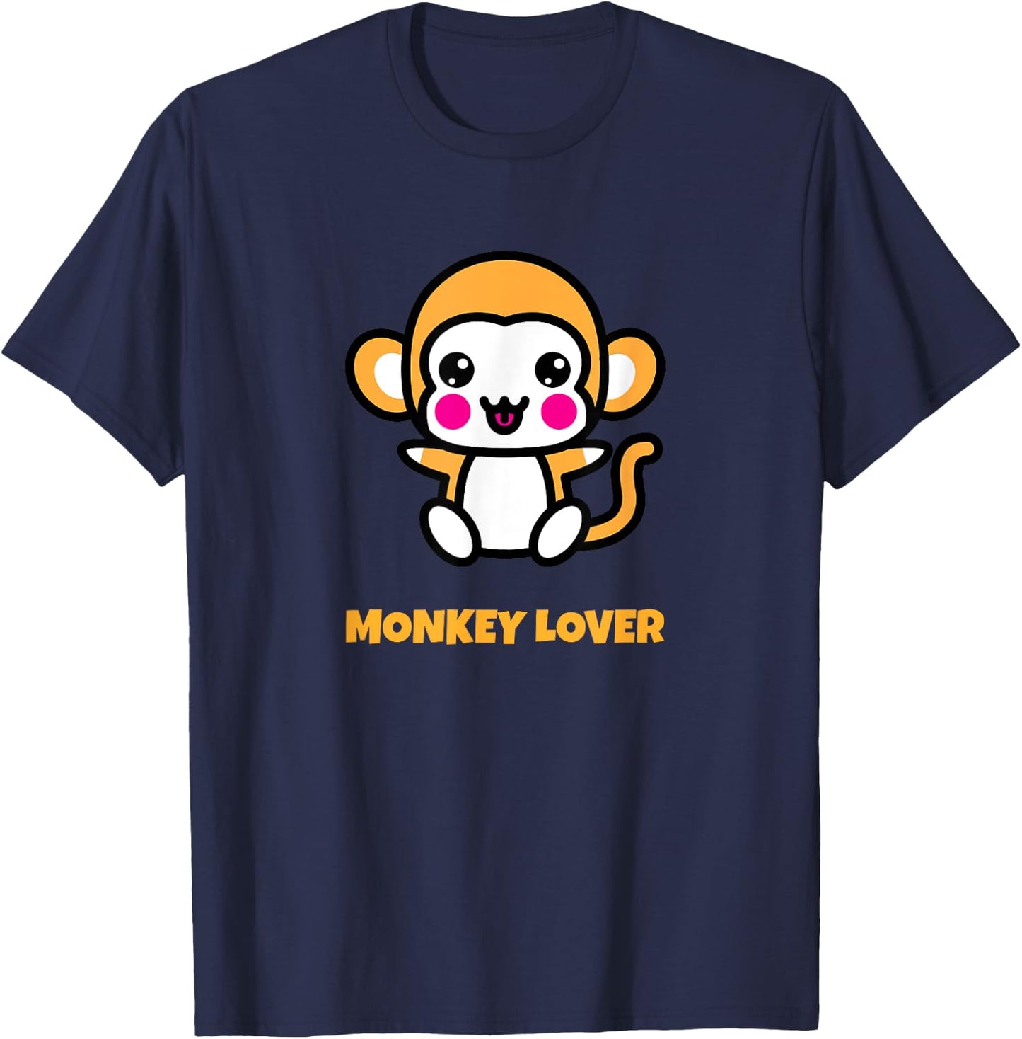 Cute Kawaii Monkey Anime Graphic Funny Animal Lover T-Shirt - T-Shirt | Navy