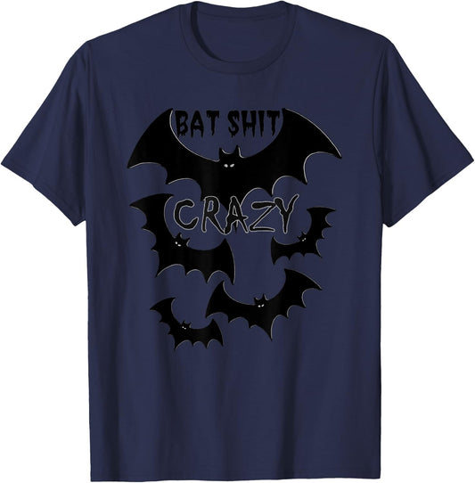 Batshit Crazy flying bats funny wacky humor T-Shirt - T-Shirt | Navy