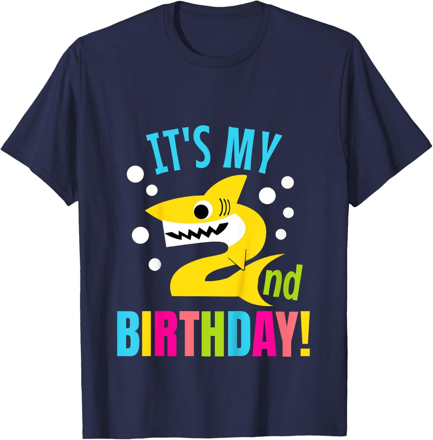 2 Year Old 2nd Shark Party Birthday Baby Gift Girls And Boys T-Shirt - T-Shirt | Navy