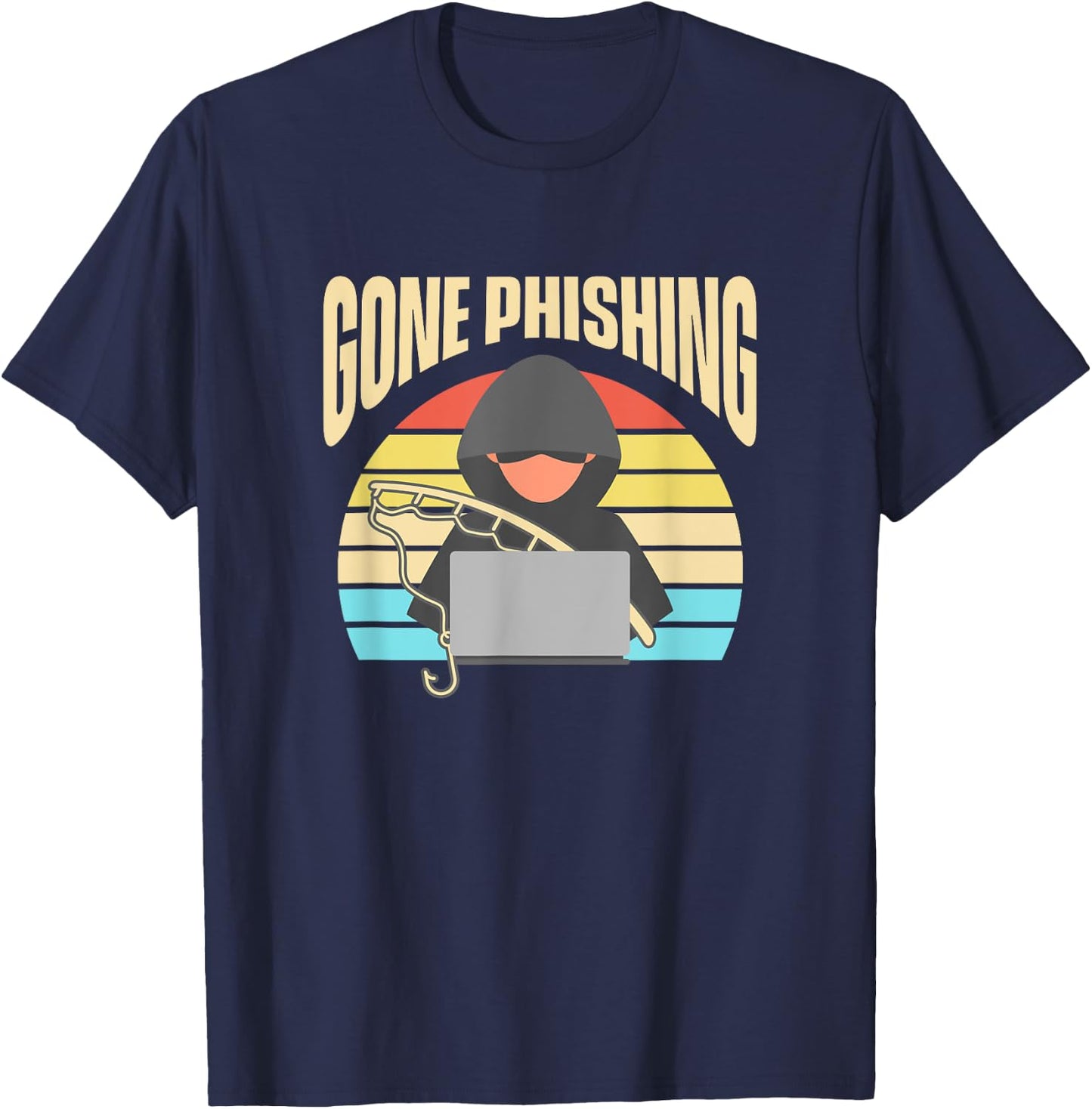 Retro Hacker Gone Phishing T-Shirt - T-Shirt | Navy
