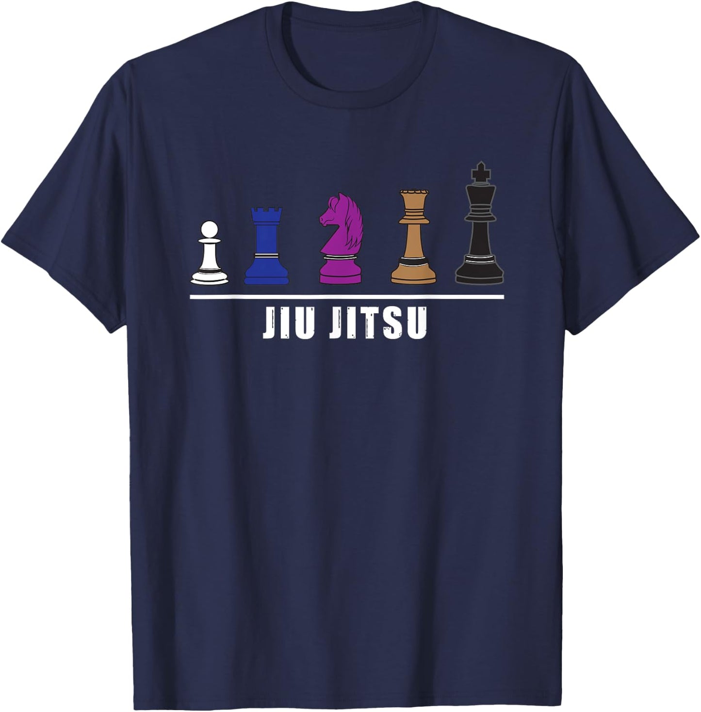 Funny BJJ Brazilian Jiu Jitsu Chess Belt Fighter MMA Gifts T-Shirt - T-Shirt | Navy