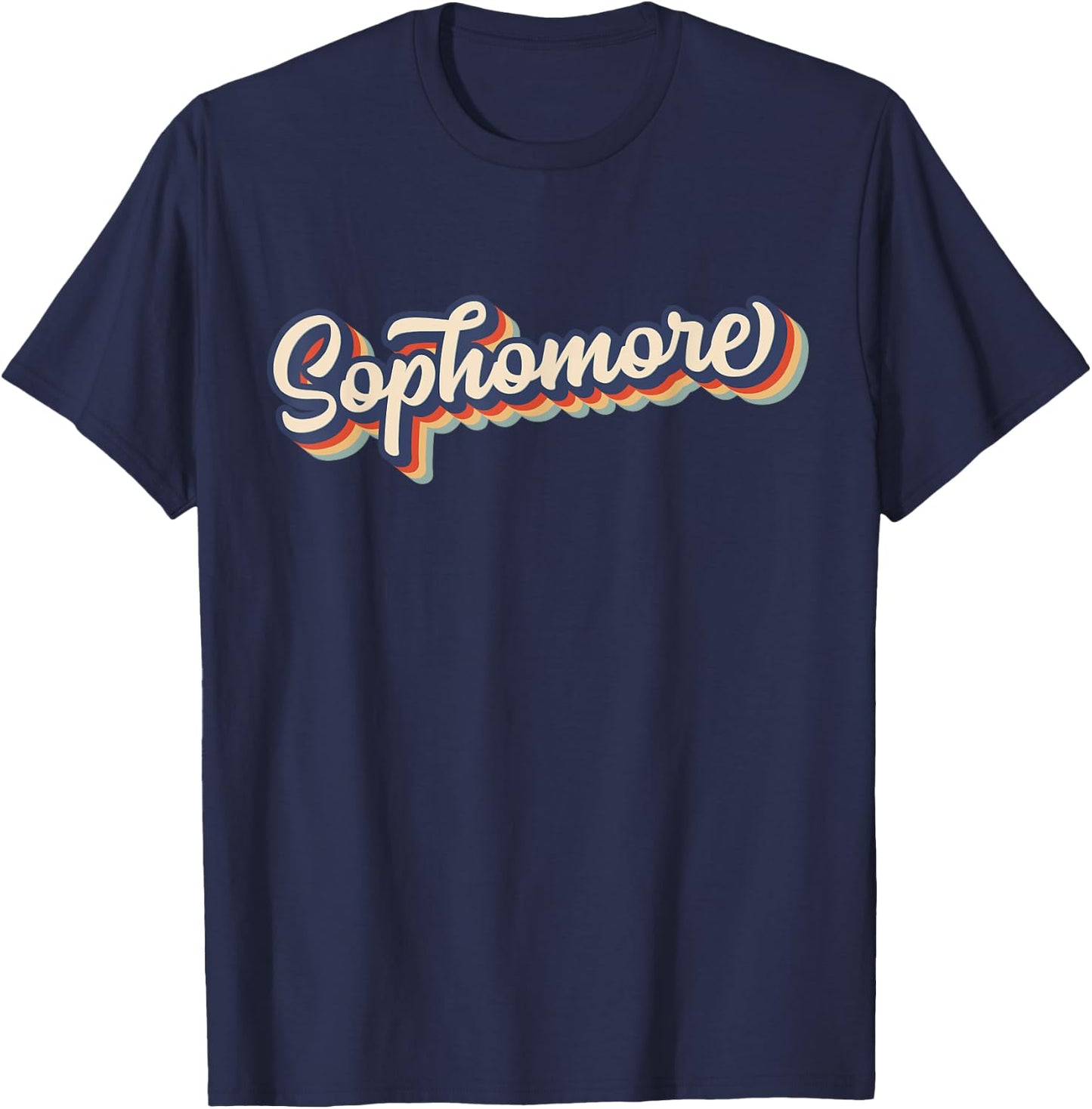 Sophomore Shirt Retro Stripe Grade 10 Sophomore T-Shirt - T-Shirt | Navy