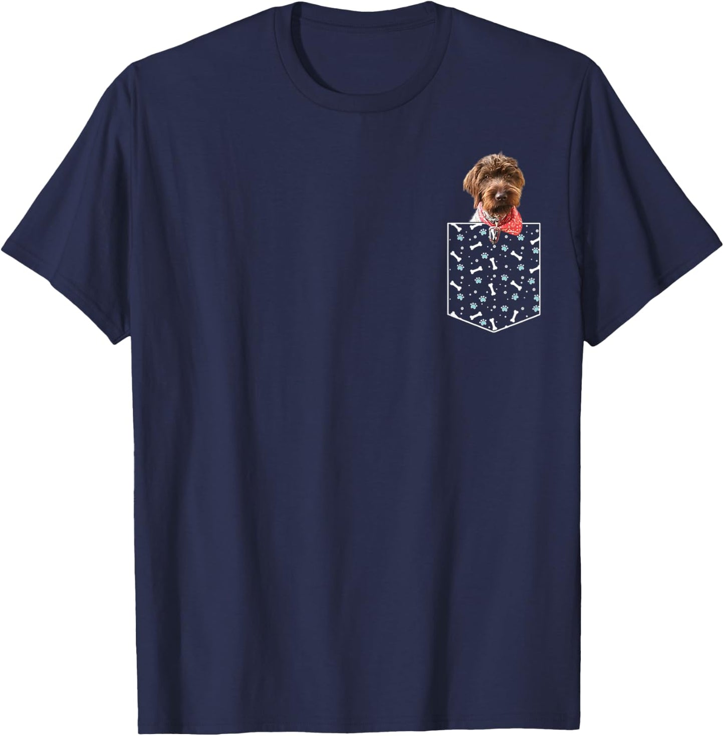 Labradoodle, Dog in a Pocket, Bones & Paws Men Women Kids T-Shirt - T-Shirt | Navy