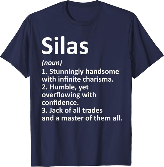 SILAS Definition Personalized Name Funny Birthday Gift T-Shirt - T-Shirt | Navy