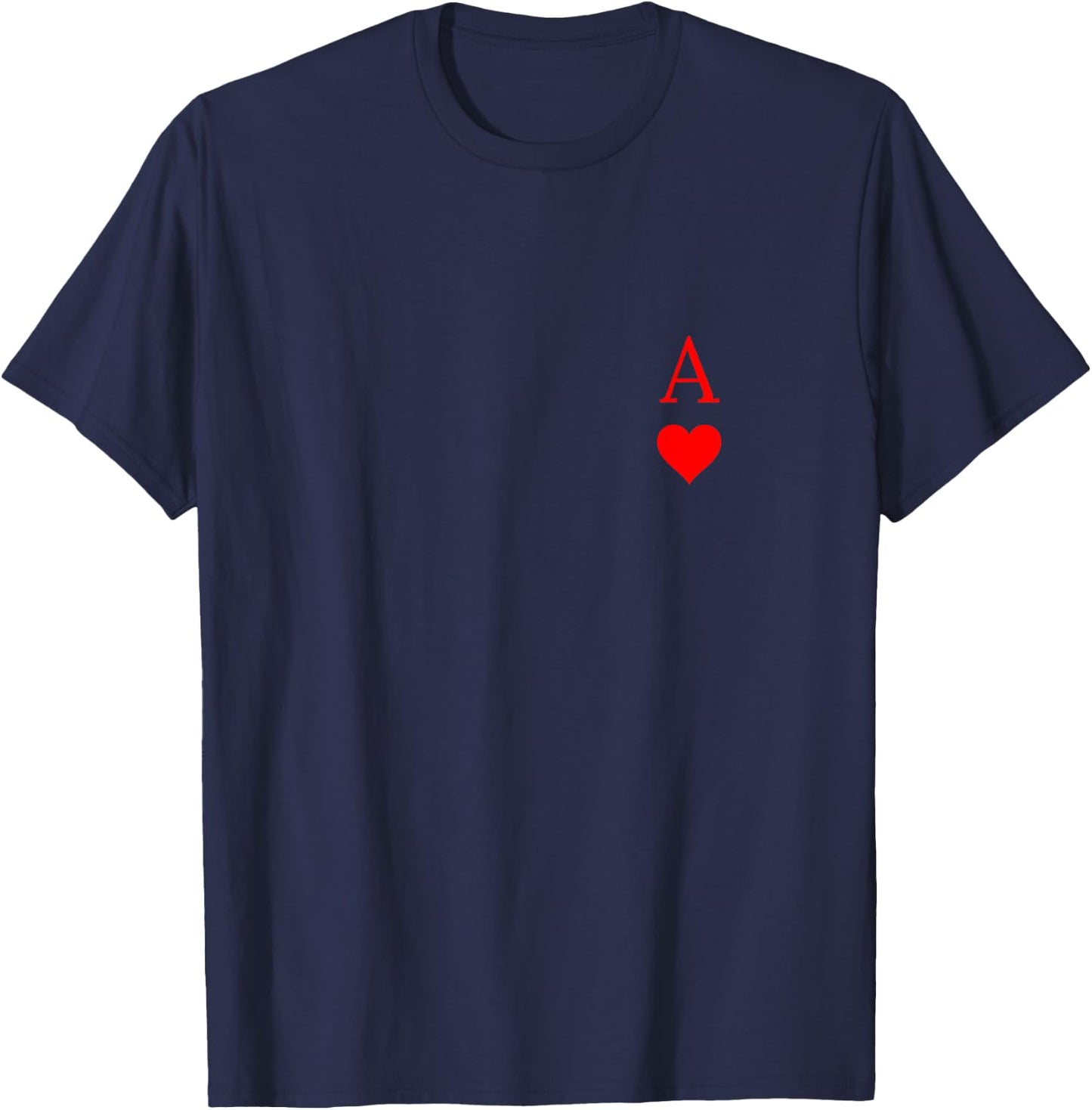 Ace of Hearts Playing Card Symbol and Letter T-Shirt - T-Shirt | Navy
