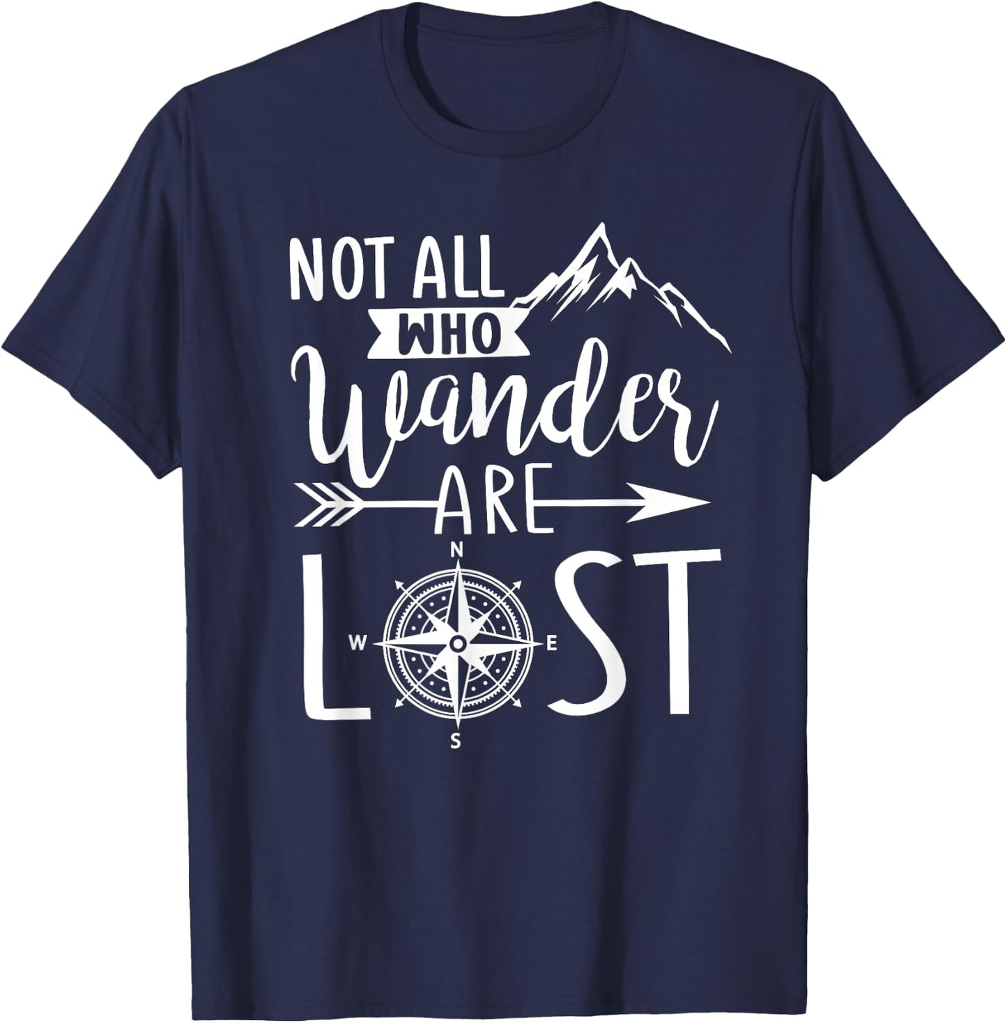 Not all who wonder are lost outdoors hiking mountain graphic T-Shirt - T-Shirt | Navy