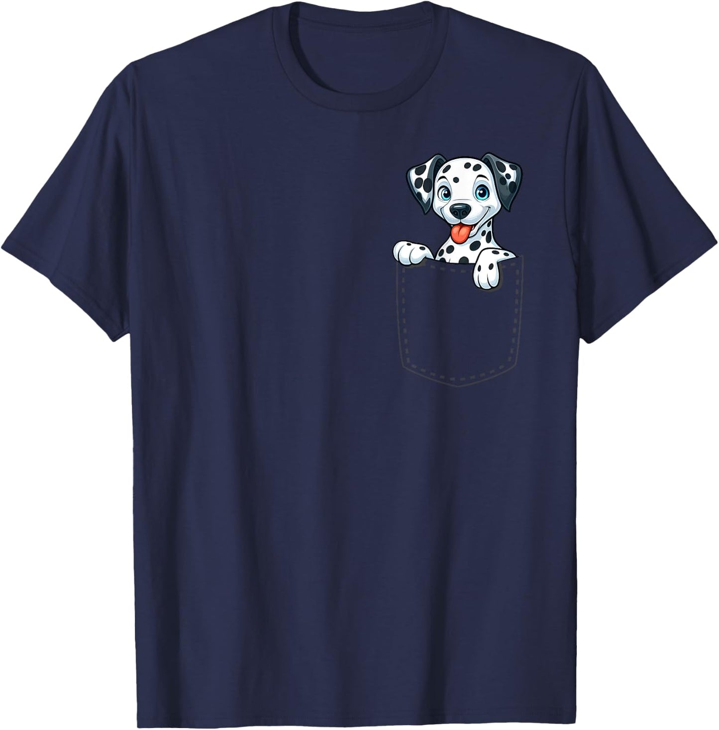 Playful Dalmatian in Pocket for Kids, Boys, Girls, Women T-Shirt - T-Shirt | Navy
