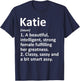 KATIE Definition Personalized Name Funny Christmas Gift T-Shirt - T-Shirt | Navy
