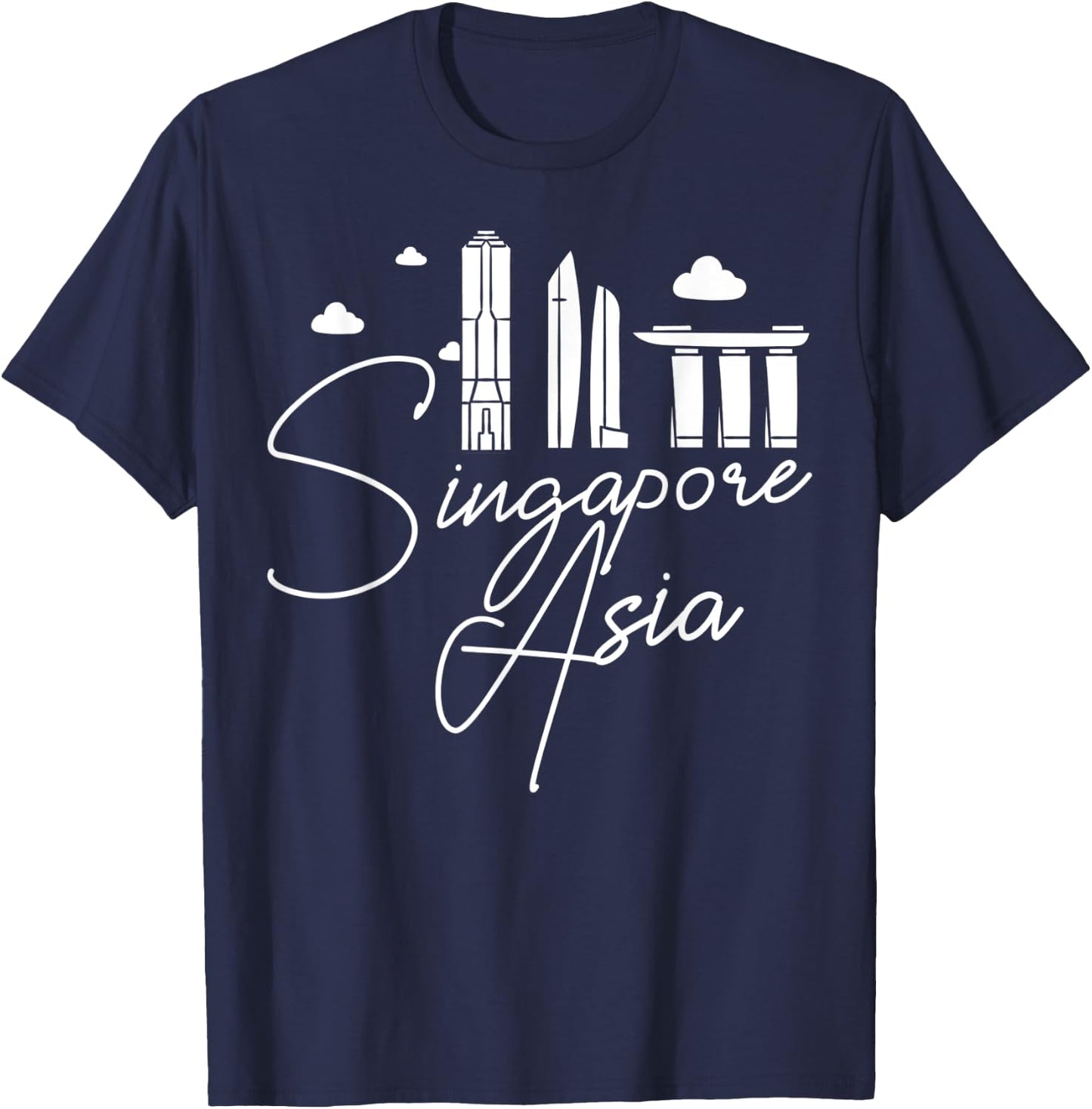 Singapore Asia City Skyline Map Travel T-Shirt - T-Shirt | Navy