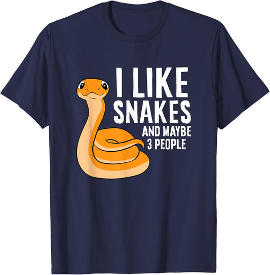 I Like Snakes And Maybe 3 People Snake Reptile Lover T-Shirt - T-Shirt | Navy