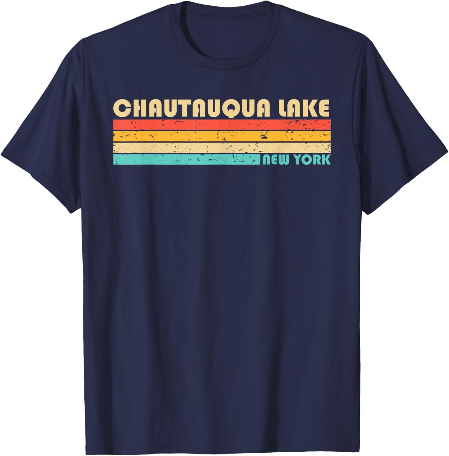 CHAUTAUQUA LAKE NEW YORK Funny Fishing Camping Summer T-Shirt - T-Shirt | Navy