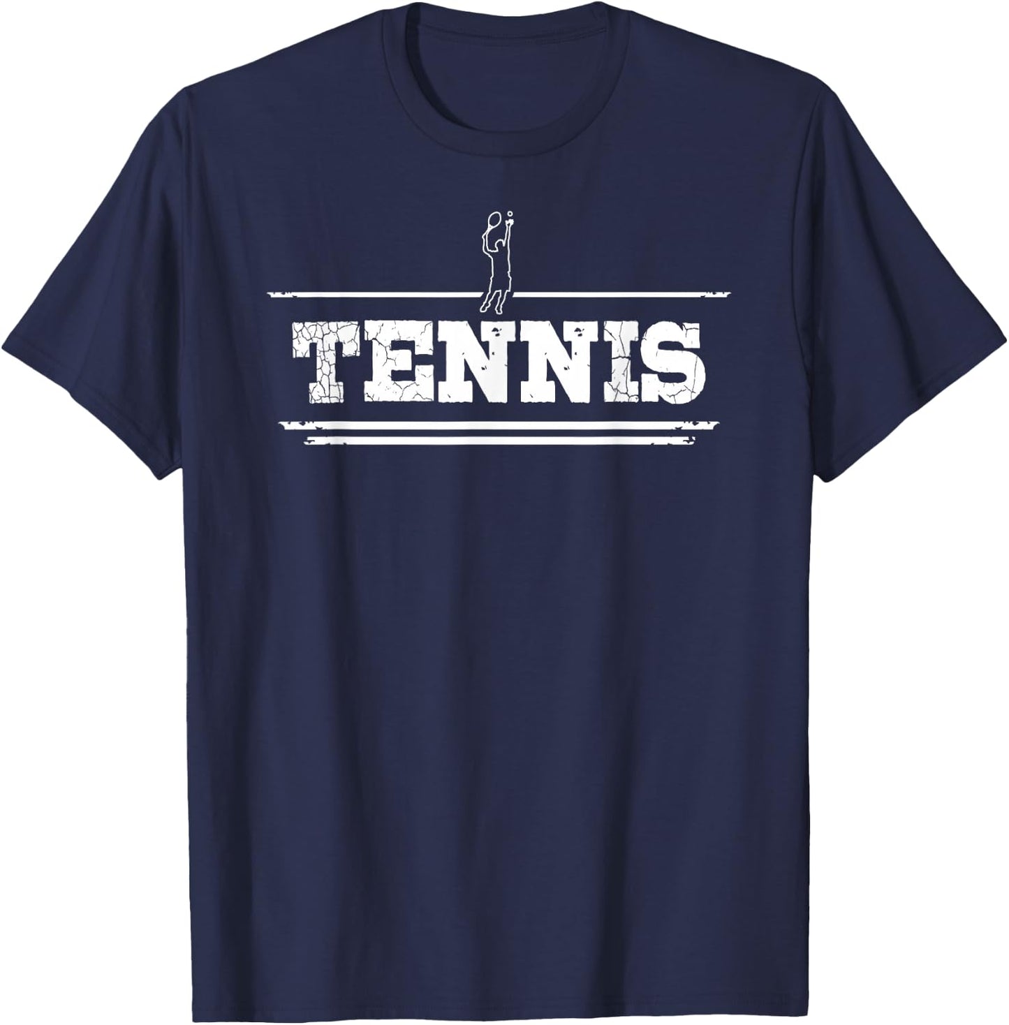 Distressed Look Tennis Gift Tennis Players T-Shirt - T-Shirt | Navy