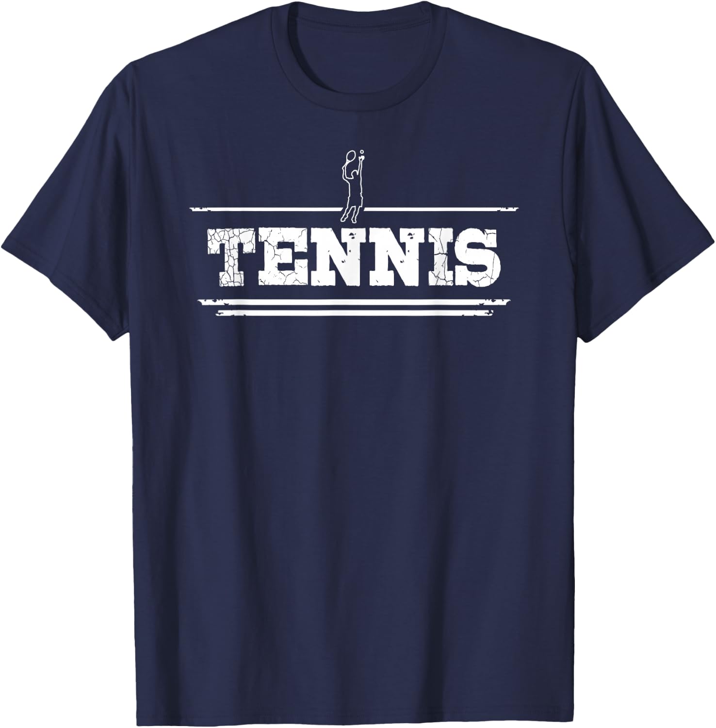 Distressed Look Tennis Gift Tennis Players T-Shirt - T-Shirt | Navy