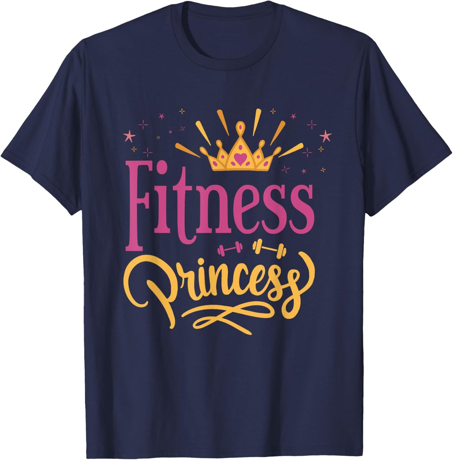 Cute Fitness Princess Girl's With Crown Workout Bodybuilding T-Shirt - T-Shirt | Navy