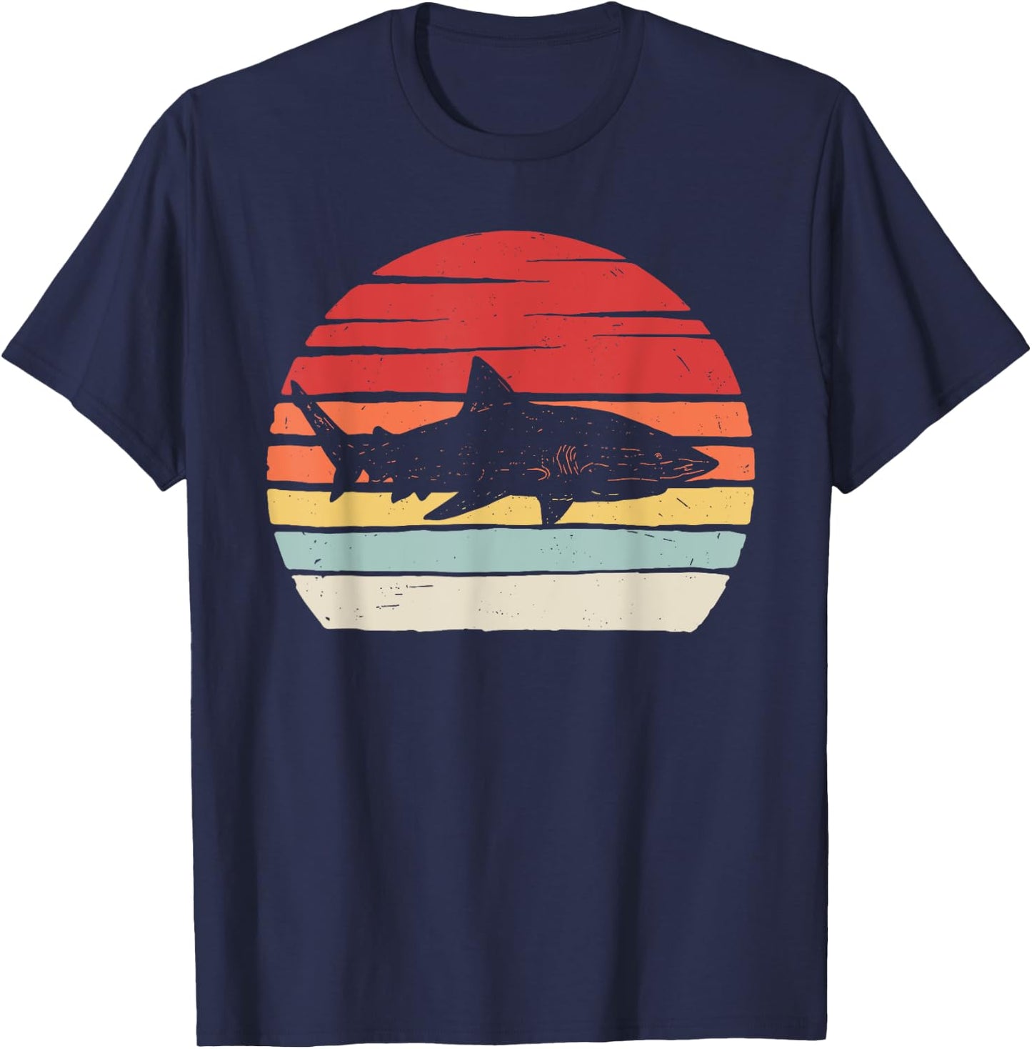 Vintage Retro Bull Shark T-Shirt - T-Shirt | Navy