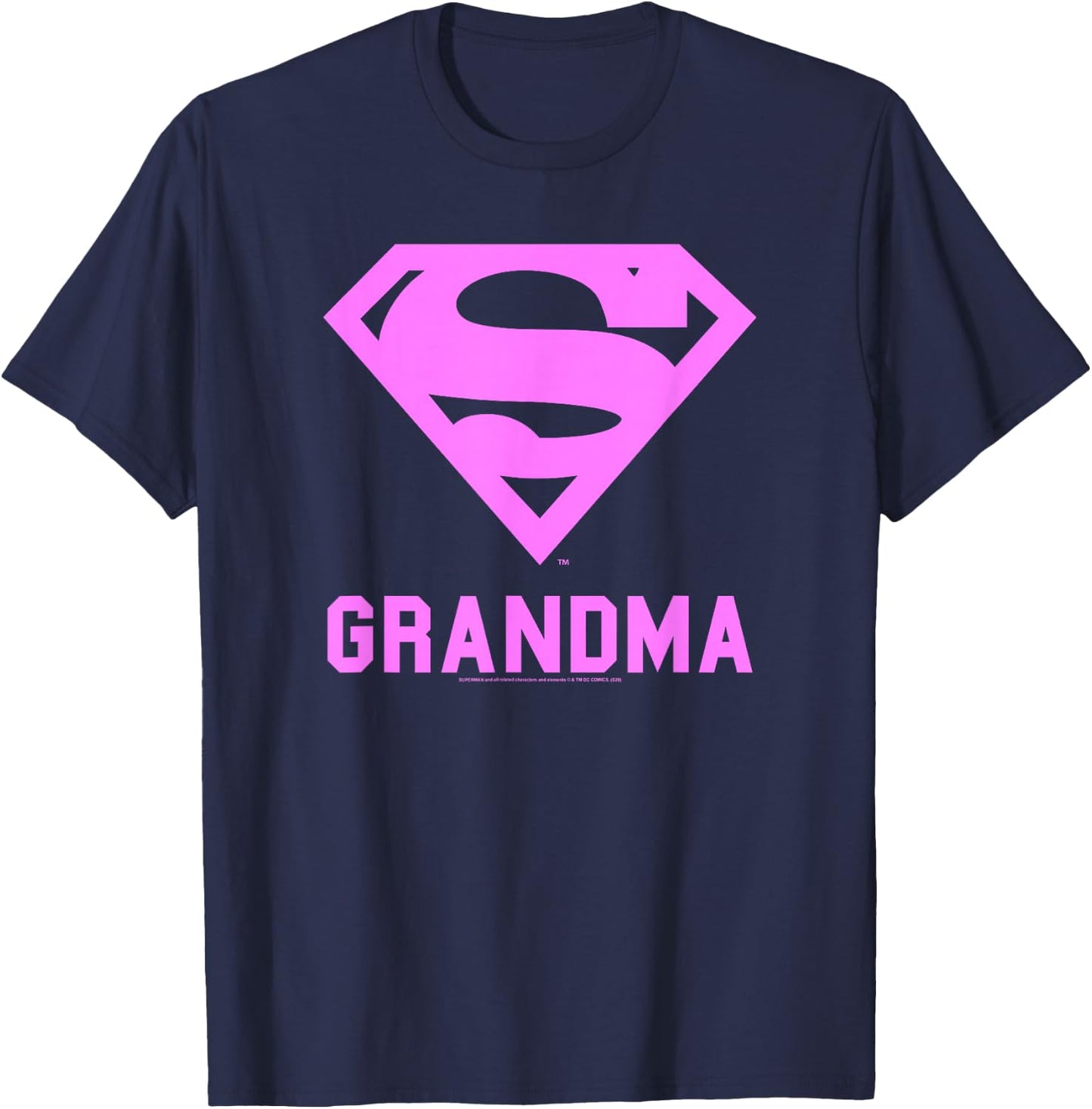 DC Comics Superman Pink Super Grandma Chest Logo T-Shirt - T-Shirt | Navy
