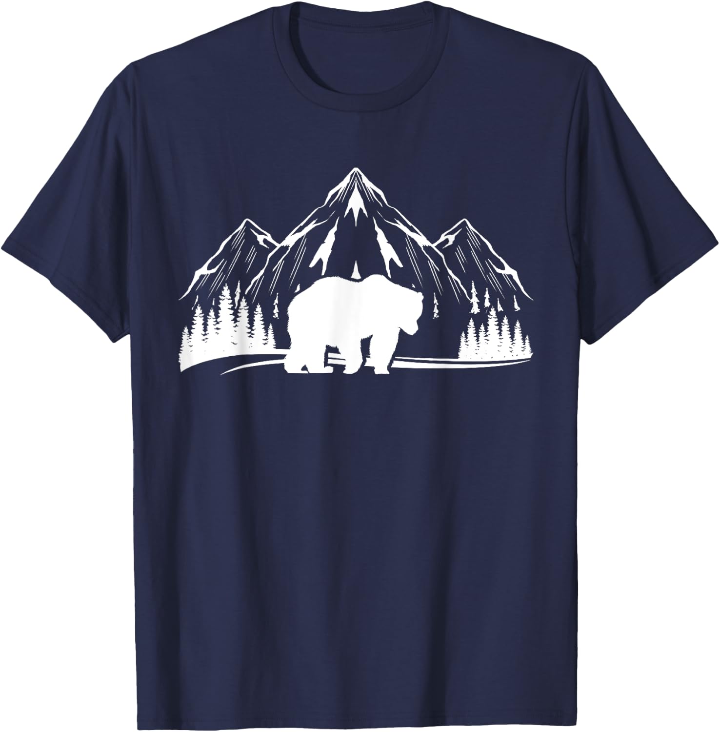 Wildlife Animal Bear Nature Trees Outdoor Mountains Forest T-Shirt - T-Shirt | Navy