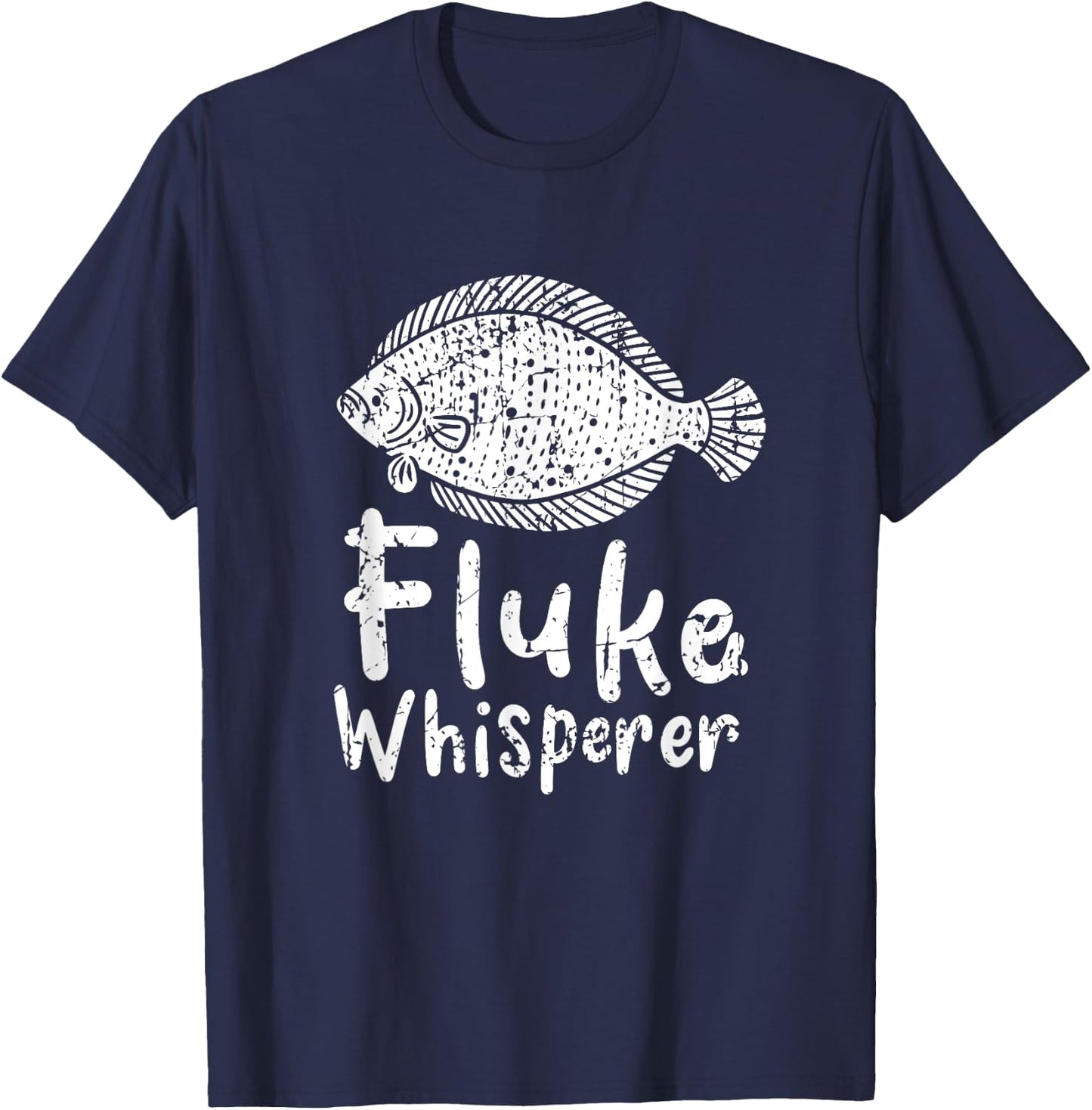 Fluke Whisperer - Fluke Fishing Outfit for Anglers Fishermen T-Shirt - T-Shirt | Navy