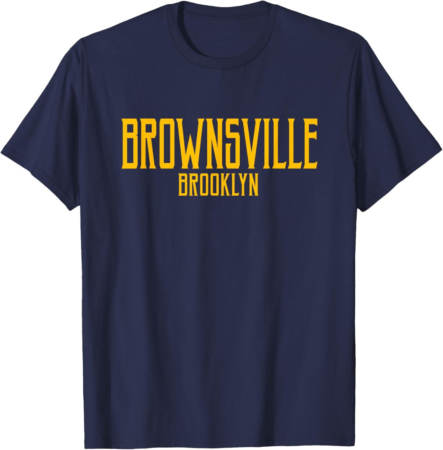 Brownsville Brooklyn Text Amber Print T-Shirt - T-Shirt | Navy