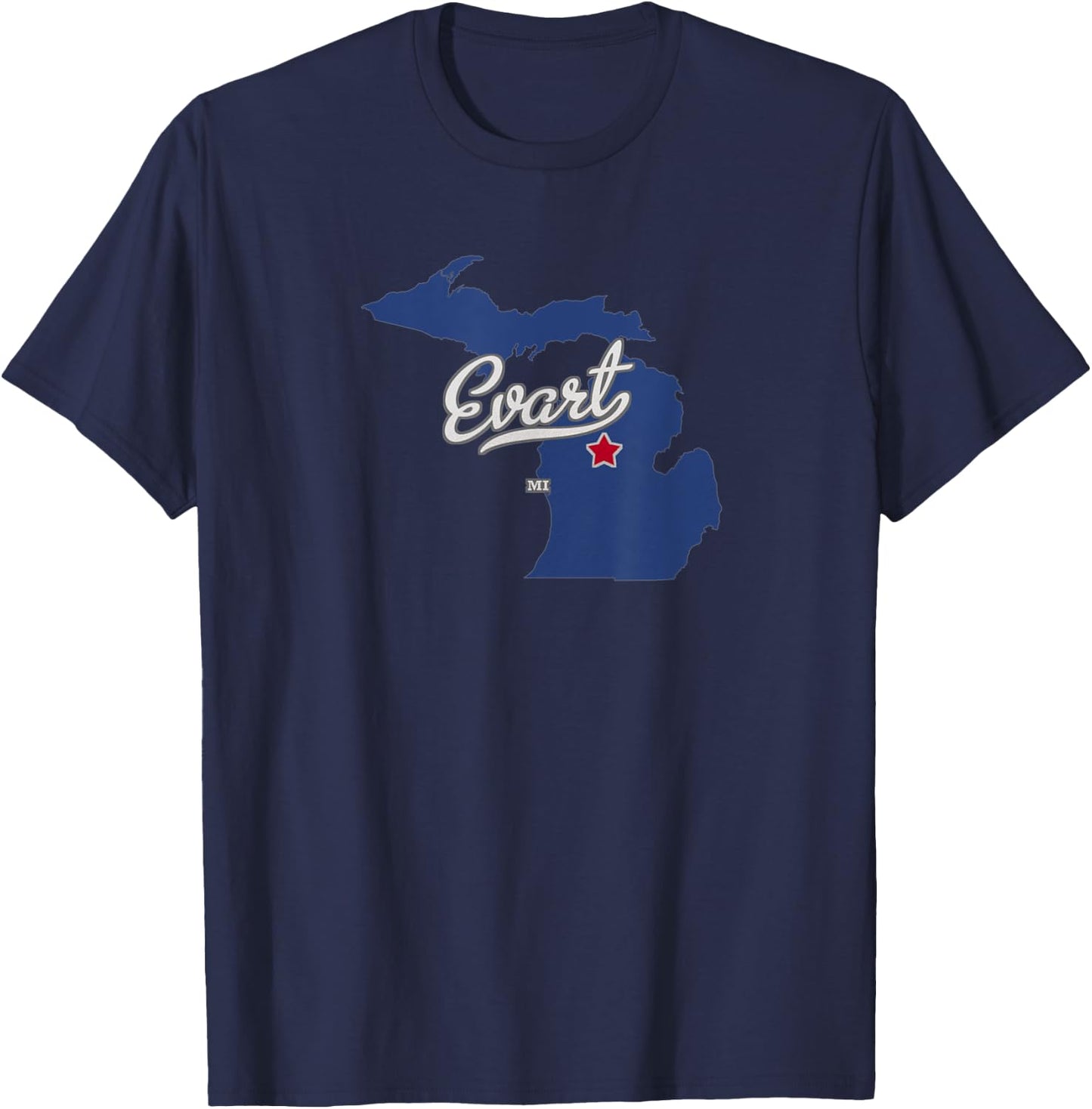 Evart Michigan MI Map T-Shirt - T-Shirt | Navy