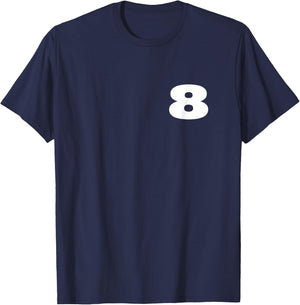 The Number 8 Eight Sports Team FRONT PRINT Matching Birthday T-Shirt - T-Shirt | Navy