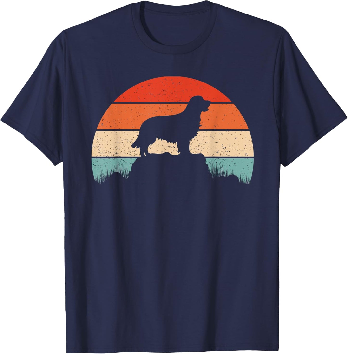 Golden Retriever Dog Retro Vintage Sunset Gift Men T-Shirt - T-Shirt | Navy