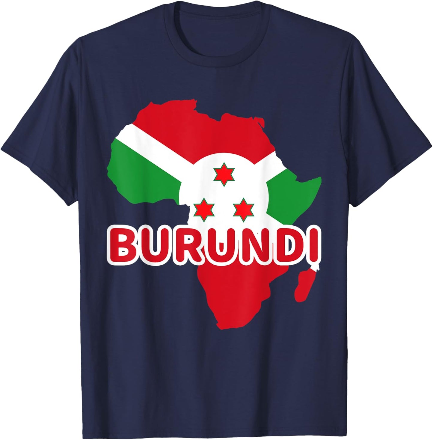 Burundi Burundian Pride Flag Map Africa Print T-Shirt - T-Shirt | Navy