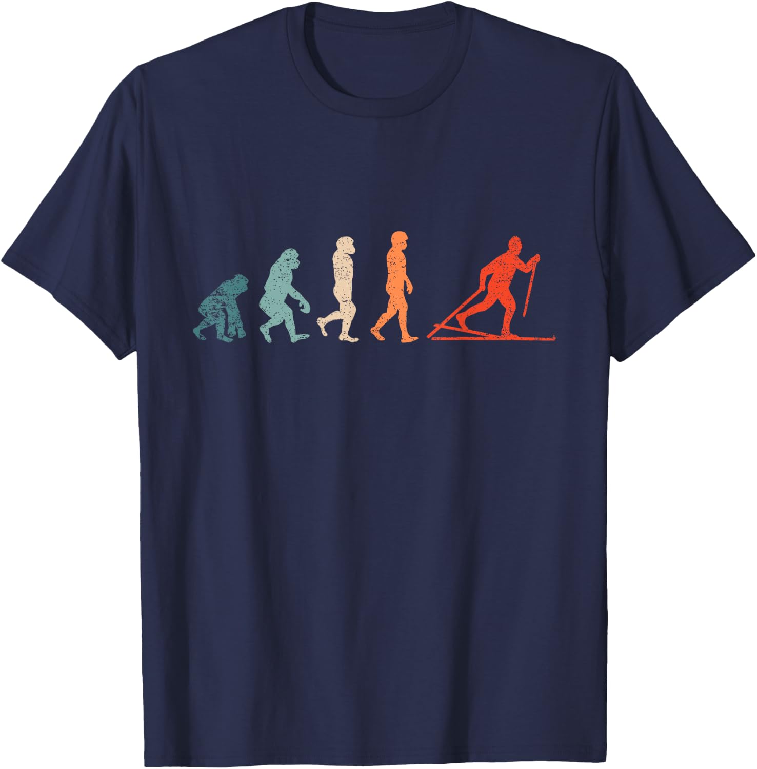 Cross Country Evolution XC Skiing Outfit Funny Ski T-Shirt - T-Shirt | Navy