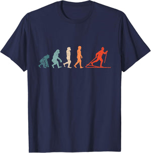 Cross Country Evolution XC Skiing Outfit Funny Ski T-Shirt - T-Shirt | Navy