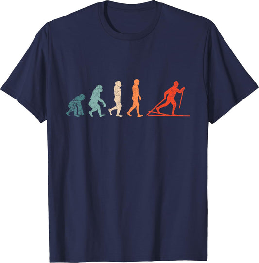Cross Country Evolution XC Skiing Outfit Funny Ski T-Shirt - T-Shirt | Navy